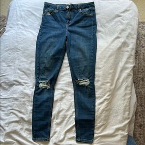 Topshop Moto Jamie Stylish Blue Distressed Women's Jeans